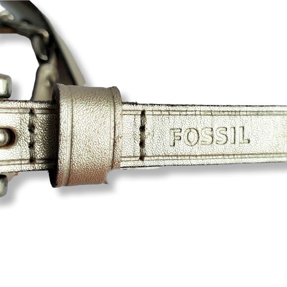 Y2K VTG Women Fossil Metallic Leather Chain Link Belt M Slim Casual Elegant - Picture 3 of 7